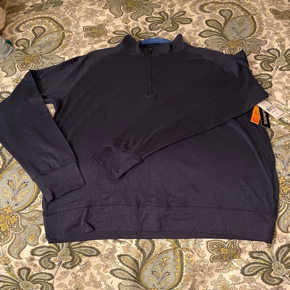 Burnside Ink Blue Pullover 3/4 zip neck NWT size L